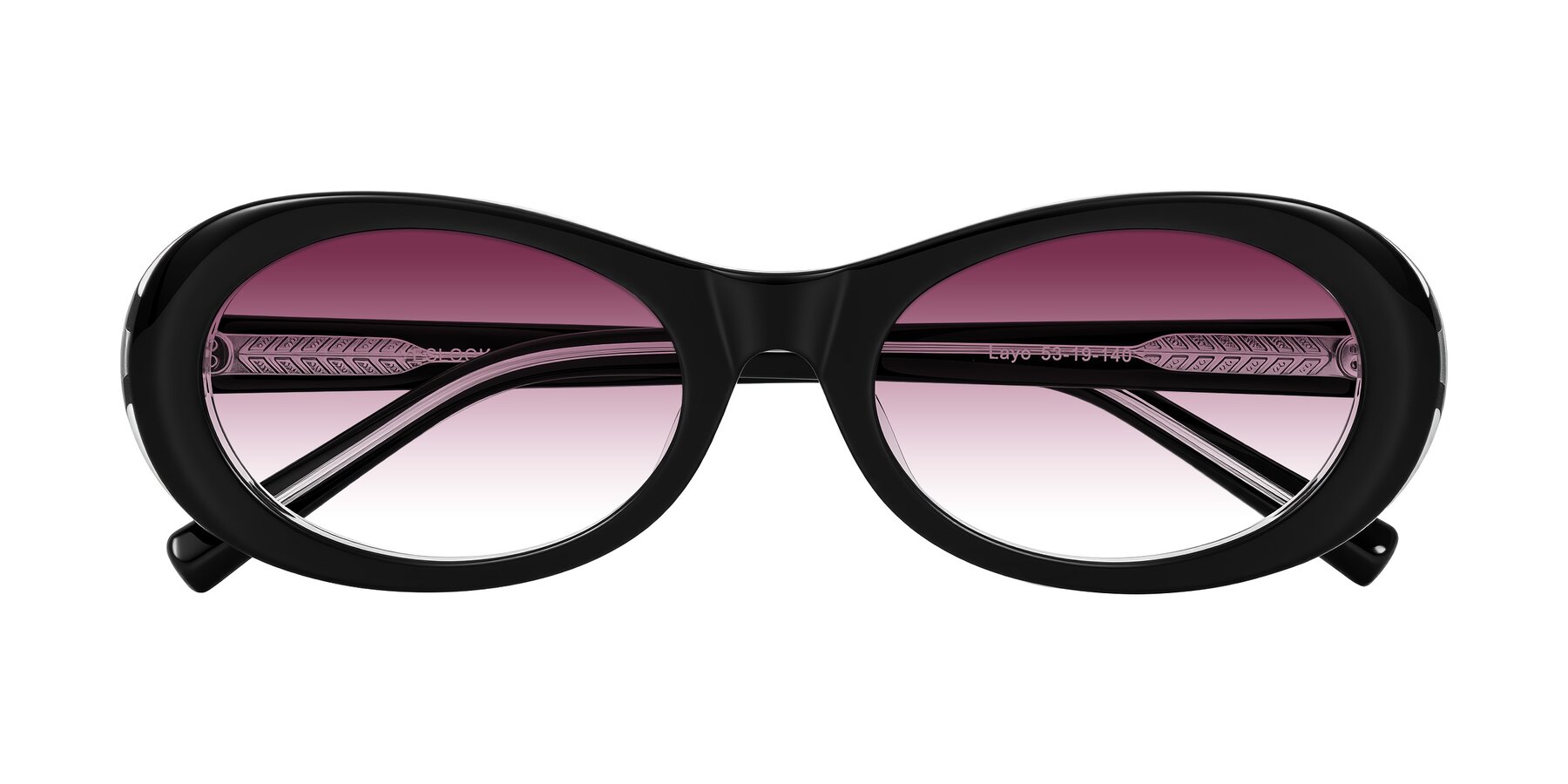Folded Front of Layo in Black/Clear with Wine Gradient Lenses