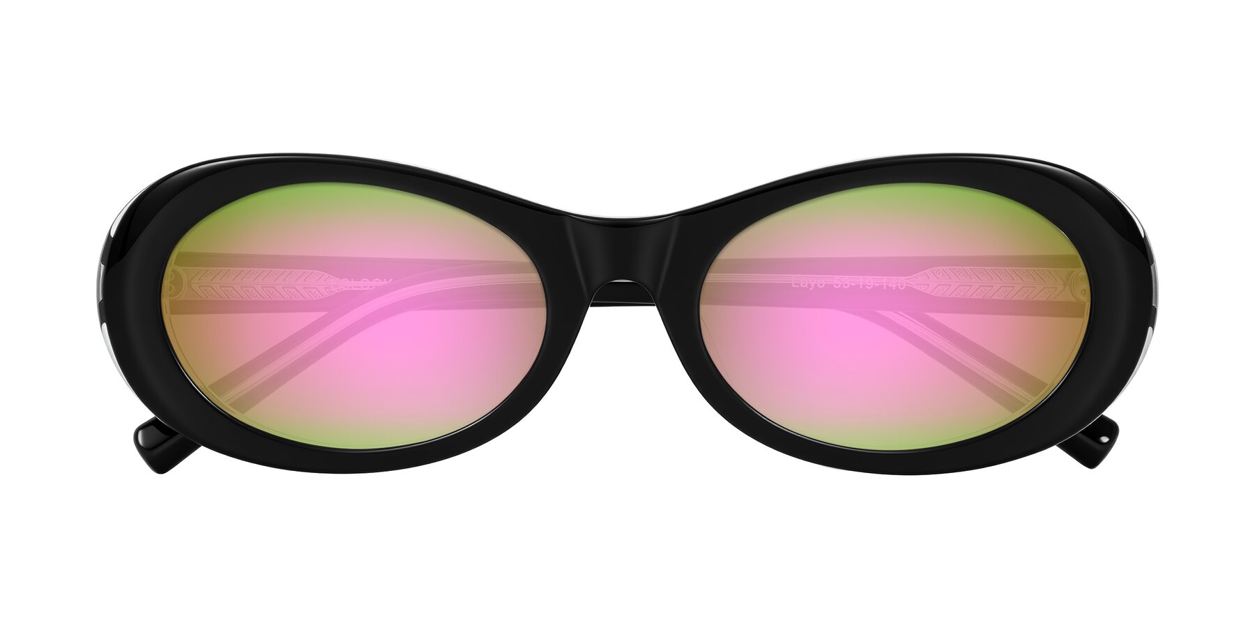 Folded Front of Layo in Black/Clear with Pink Mirrored Lenses