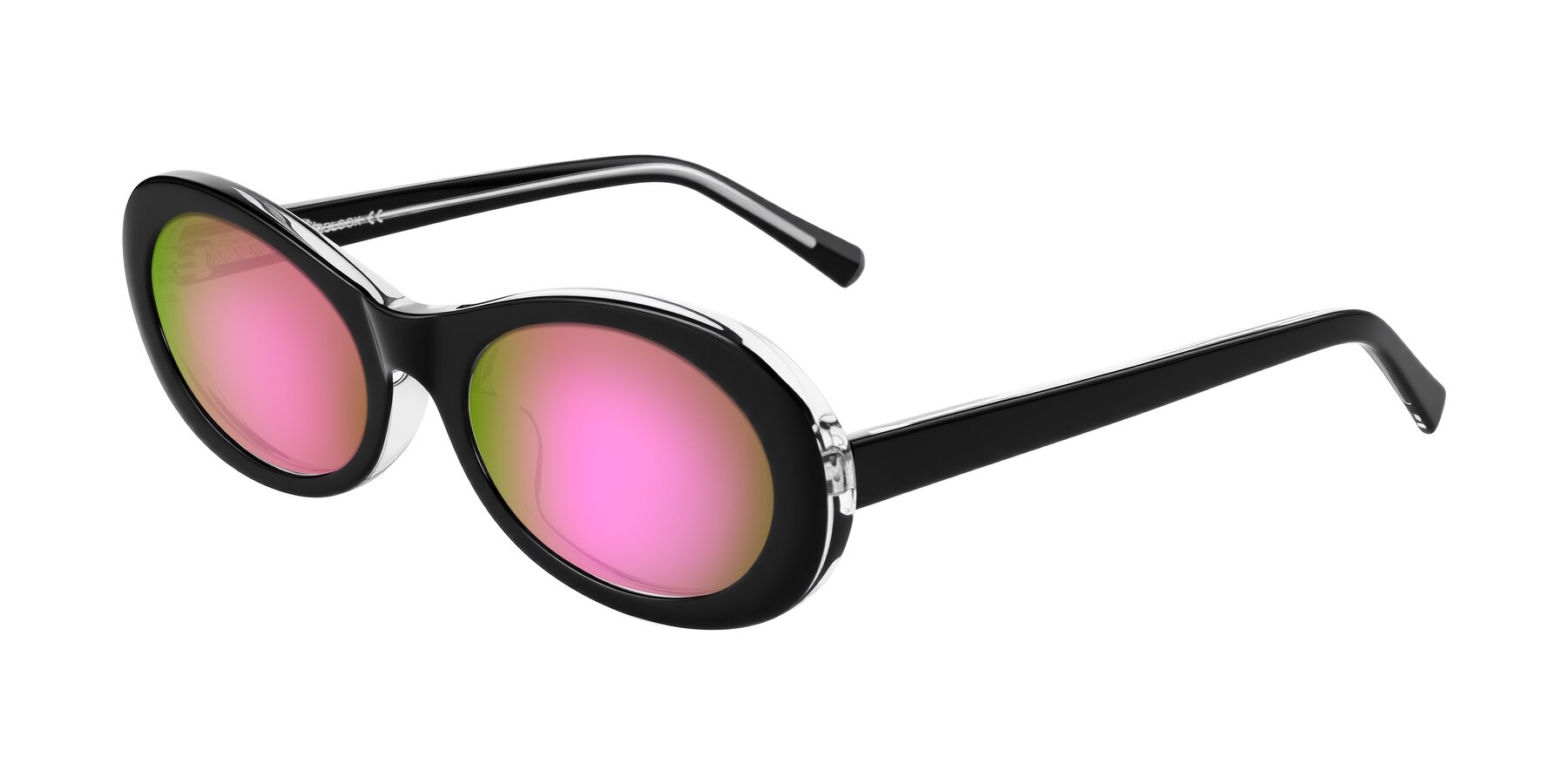 Angle of Layo in Black/Clear with Pink Mirrored Lenses