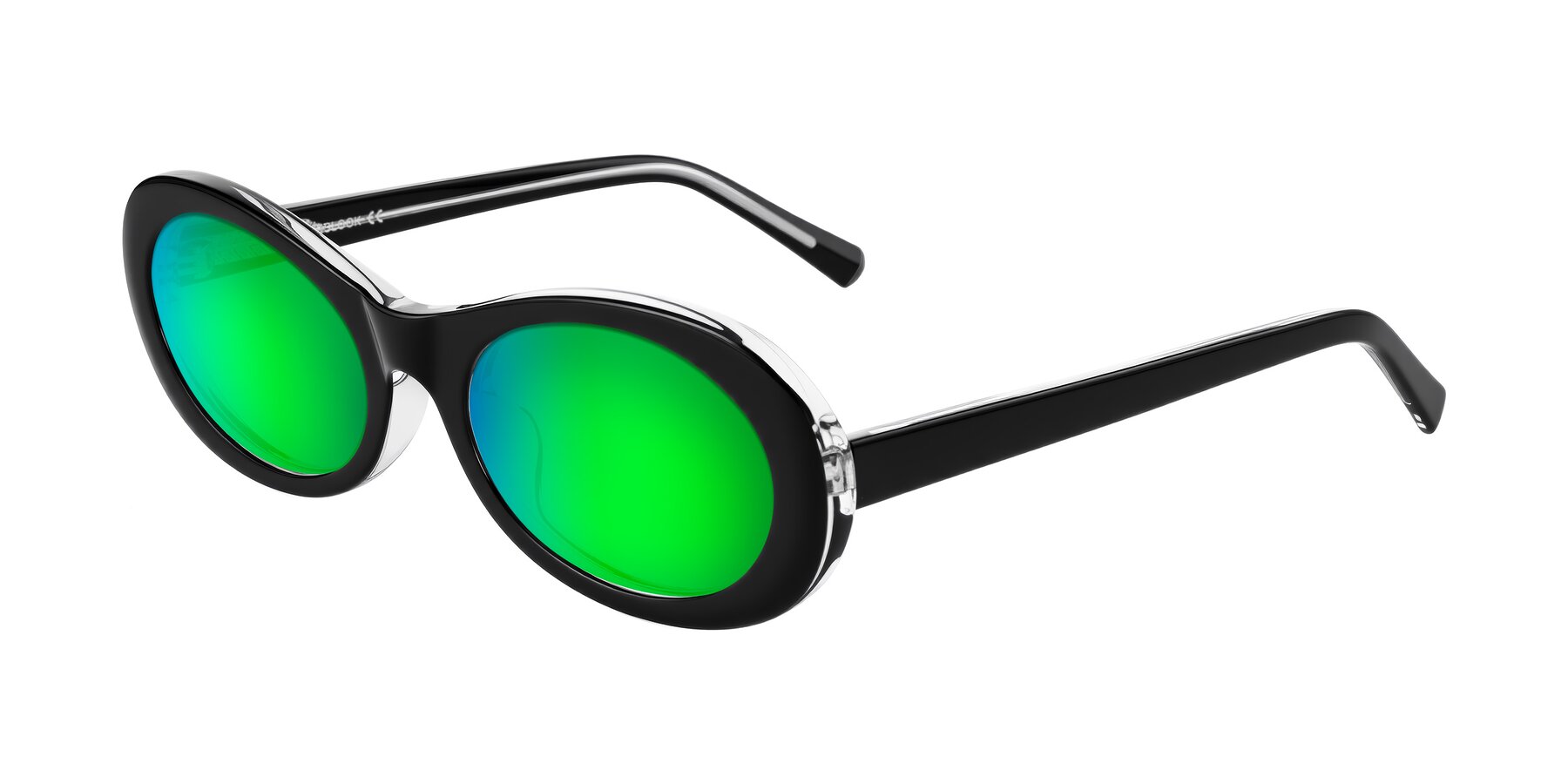 Angle of Layo in Black/Clear with Green Mirrored Lenses