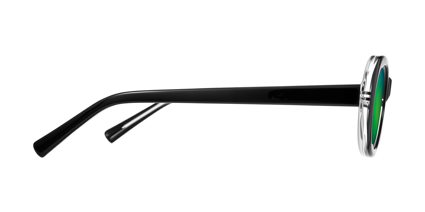 Side of Layo in Black/Clear with Green Mirrored Lenses