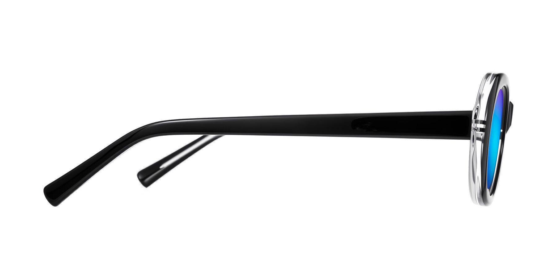 Side of Layo in Black/Clear with Blue Mirrored Lenses