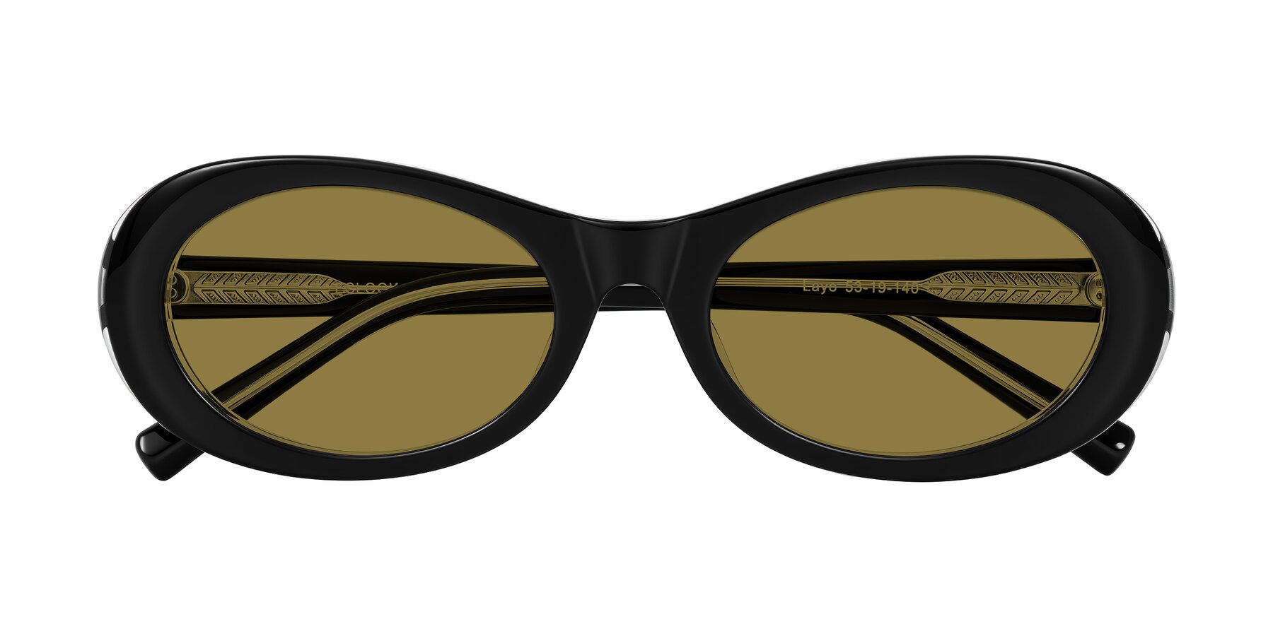 Folded Front of Layo in Black/Clear with Brown Polarized Lenses