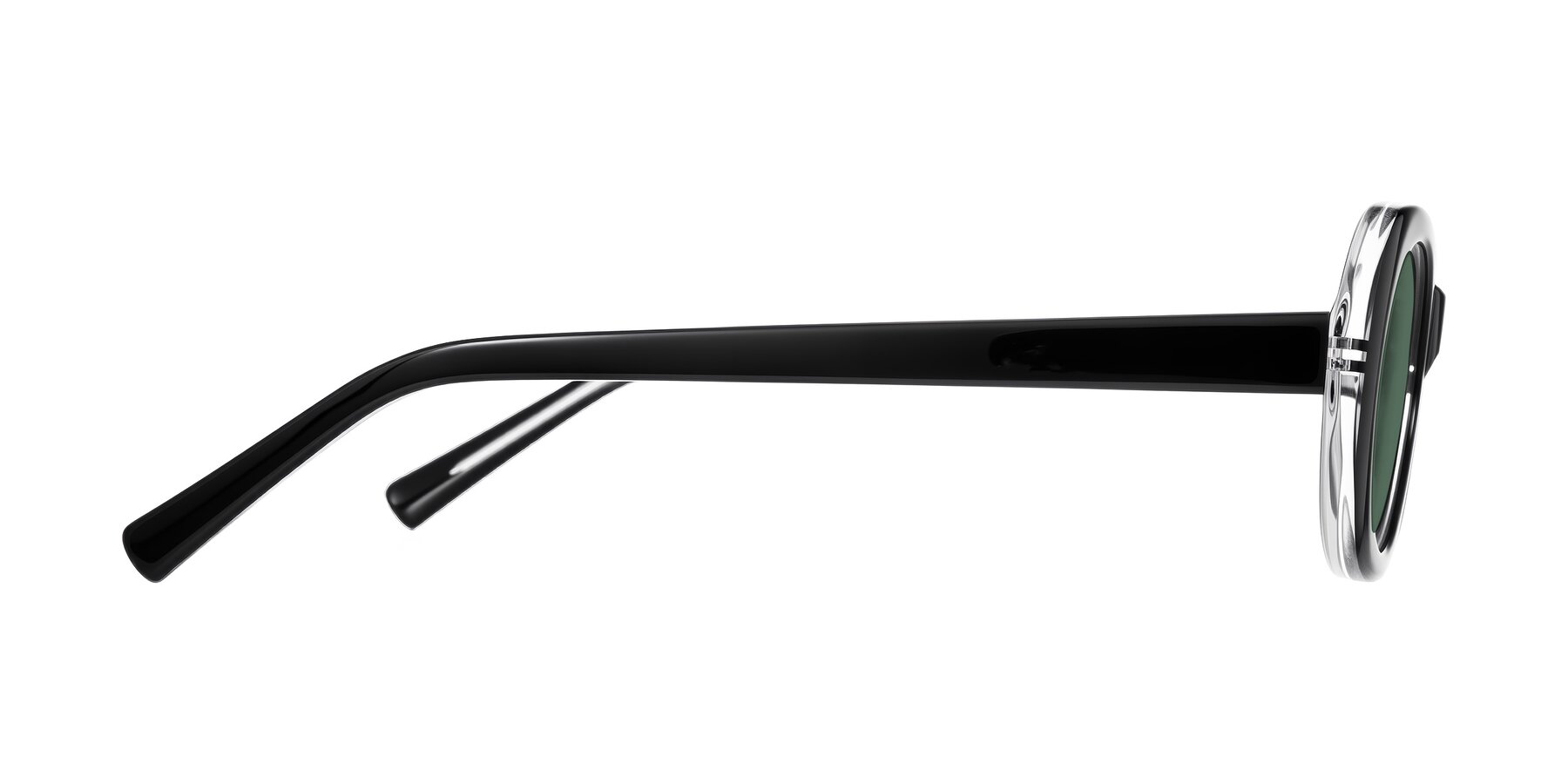 Side of Layo in Black/Clear with Green Polarized Lenses