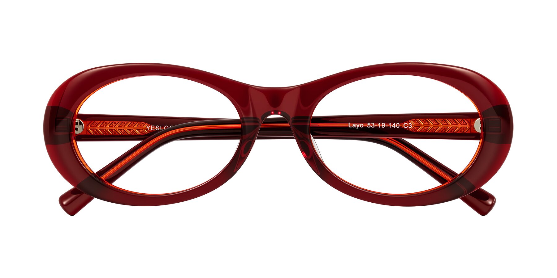 Folded Front of Layo in Wine with Clear Blue Light Blocking Lenses