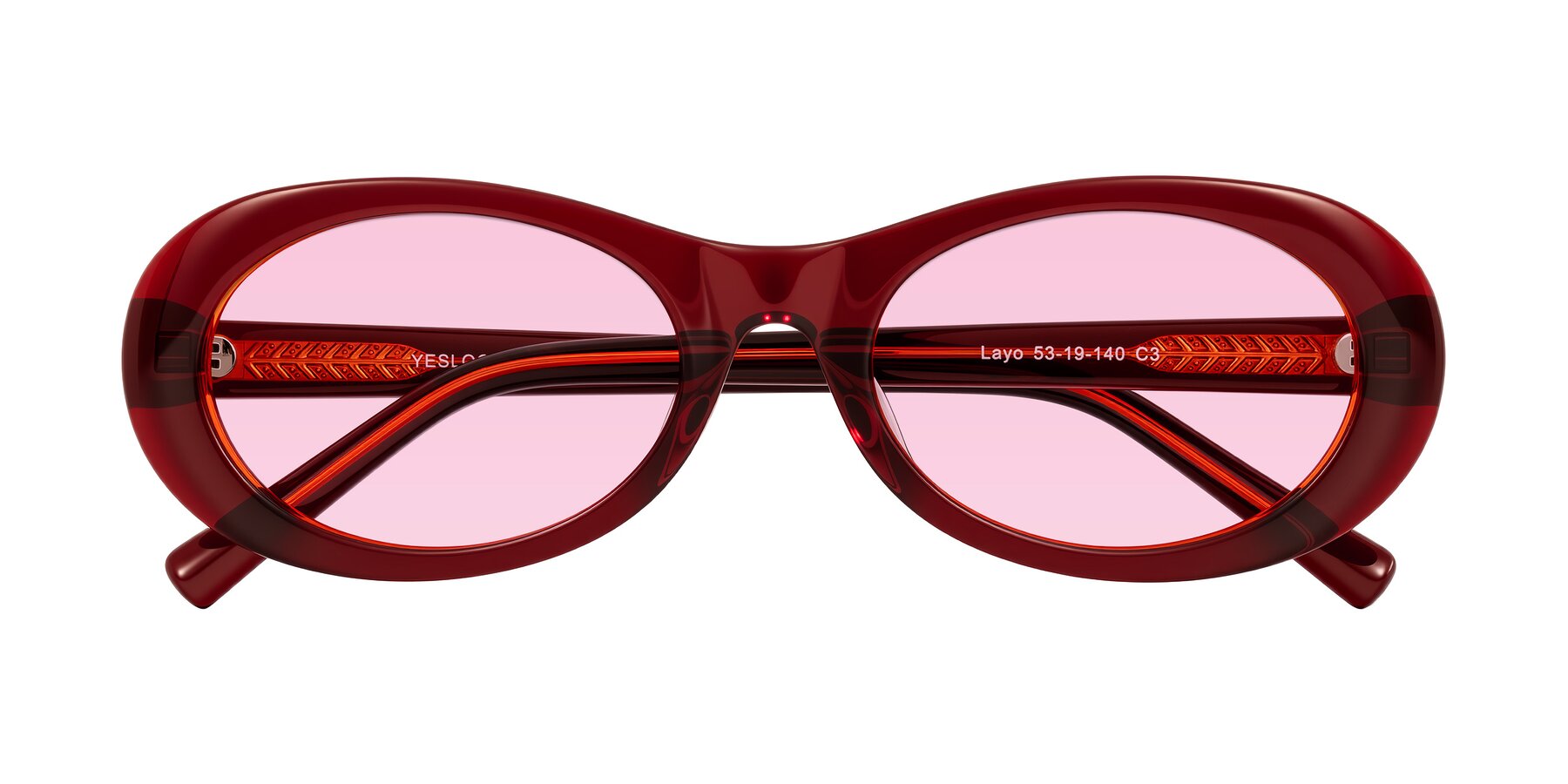 Folded Front of Layo in Wine with Light Pink Tinted Lenses