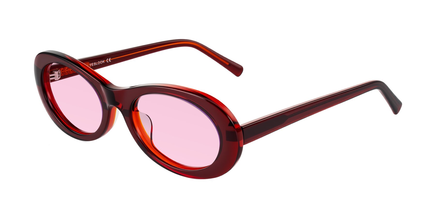 Angle of Layo in Wine with Light Pink Tinted Lenses