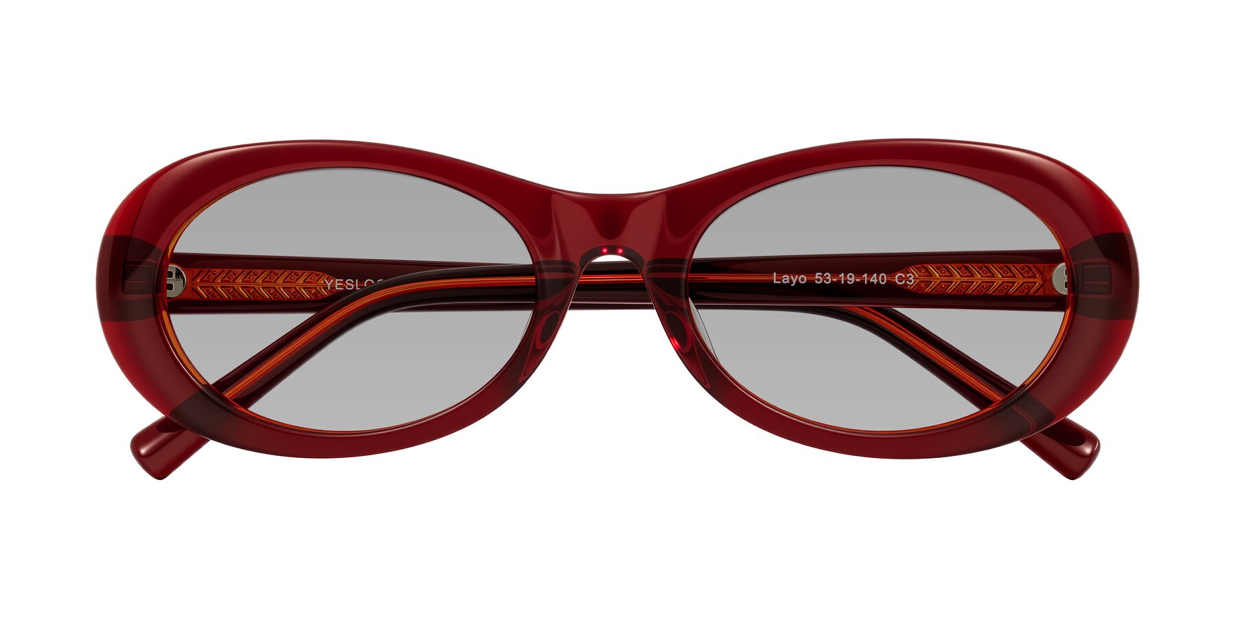 Folded Front of Layo in Wine with Light Gray Tinted Lenses