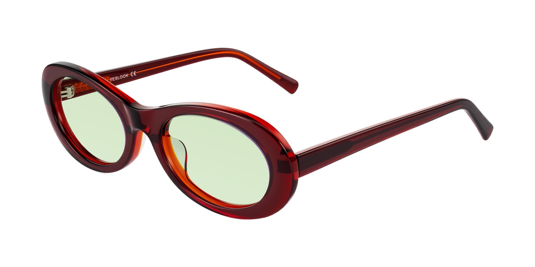 Angle of Layo in Wine with Light Green Tinted Lenses
