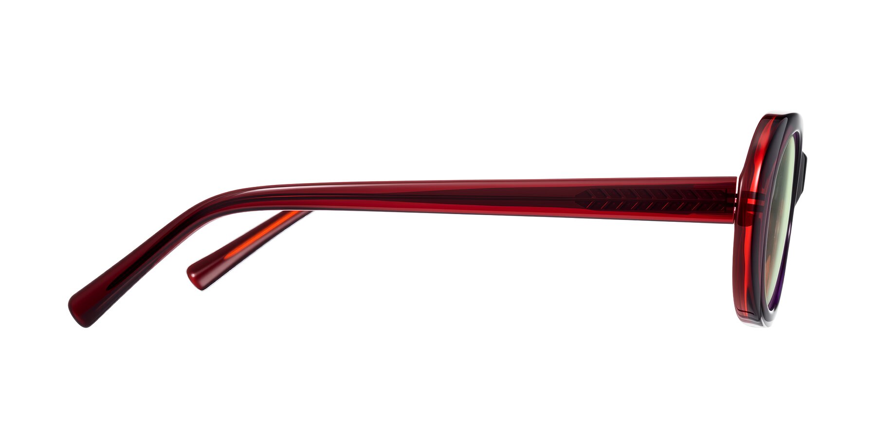 Side of Layo in Wine with Light Green Tinted Lenses