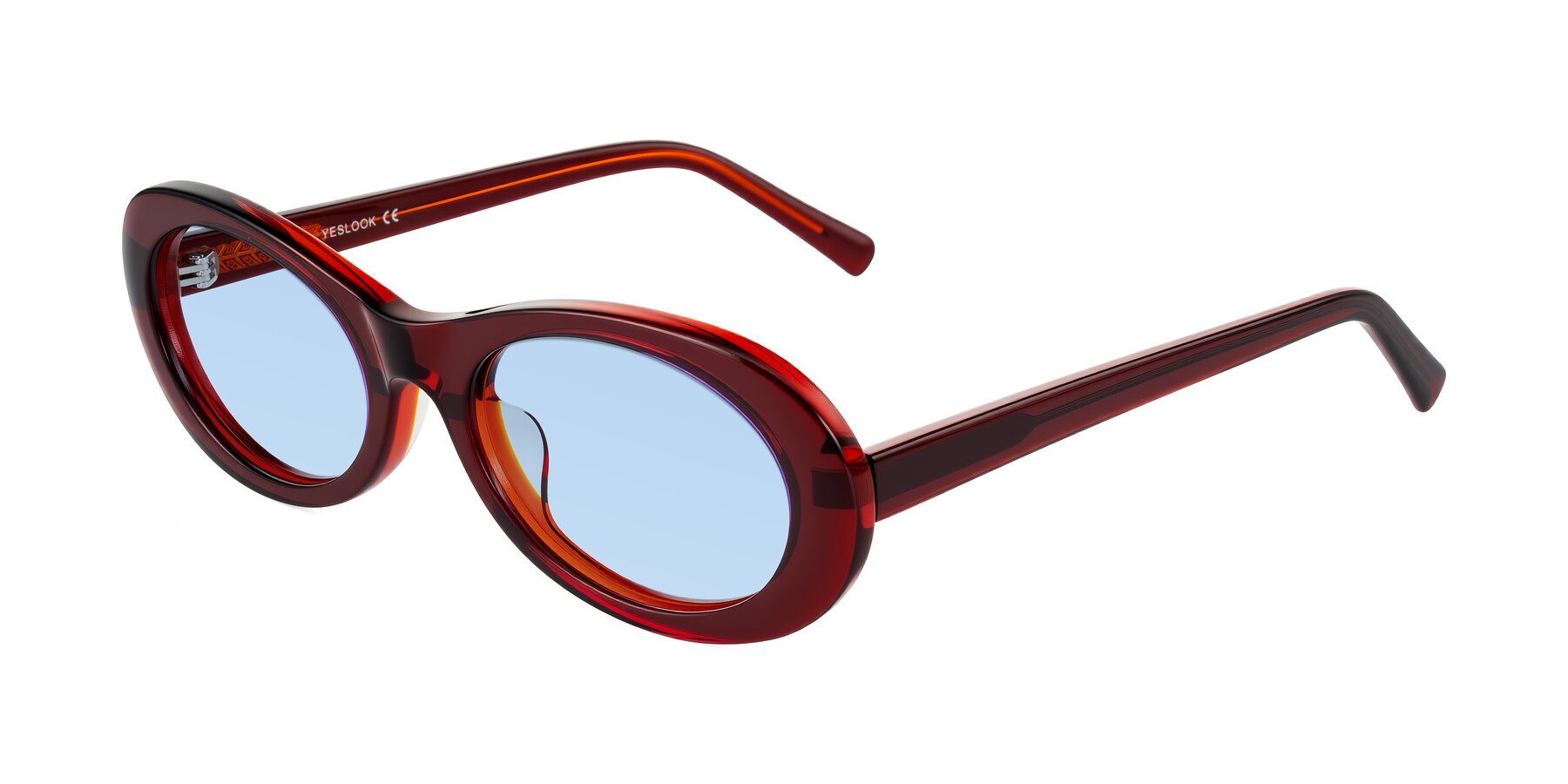 Angle of Layo in Wine with Light Blue Tinted Lenses
