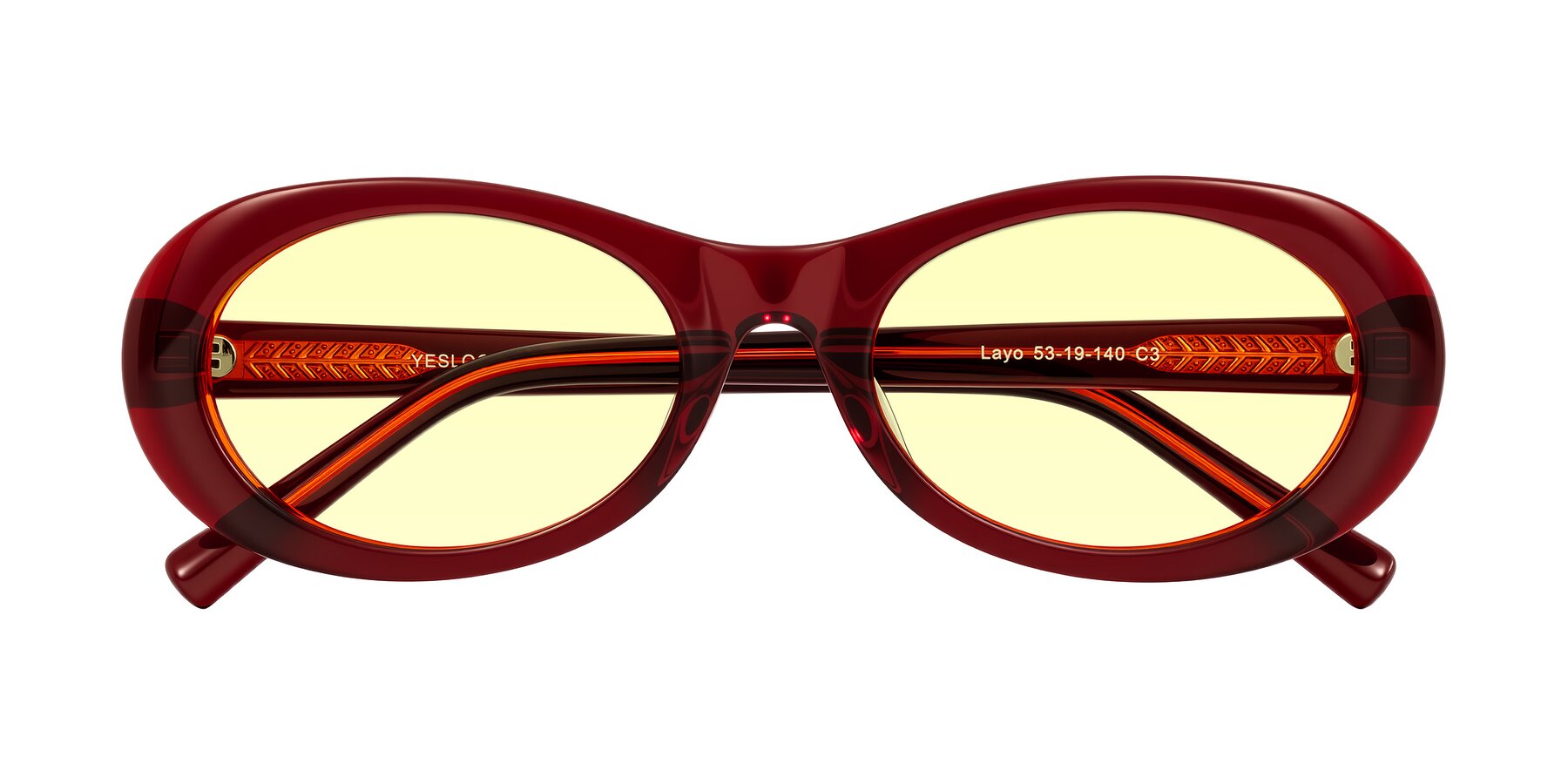 Folded Front of Layo in Wine with Light Yellow Tinted Lenses