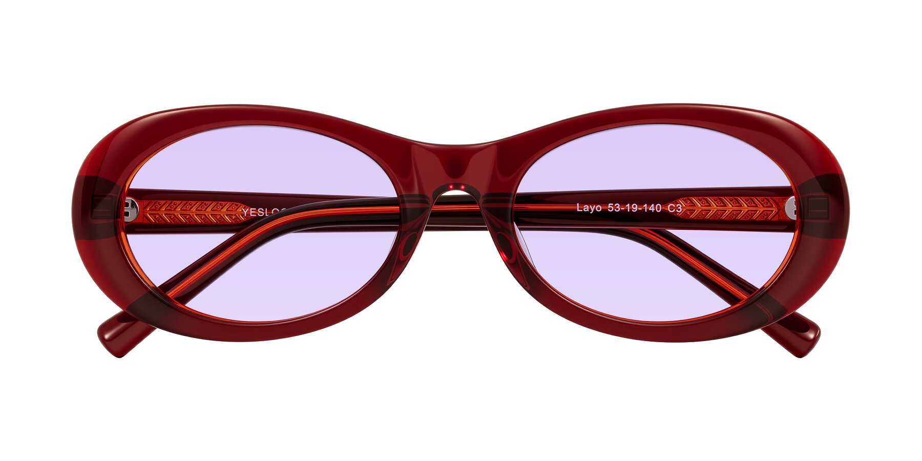 Folded Front of Layo in Wine with Light Purple Tinted Lenses