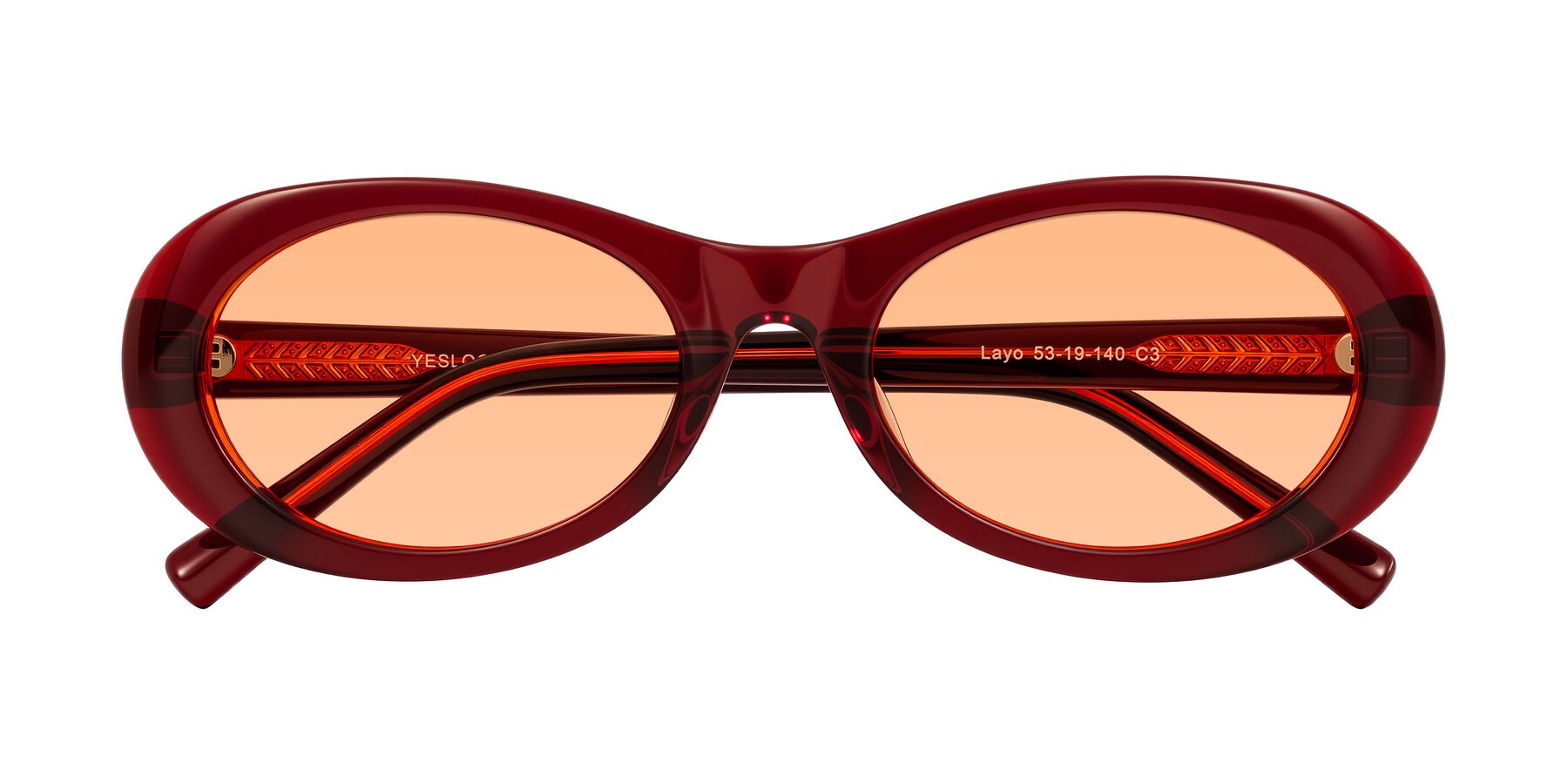 Folded Front of Layo in Wine with Light Orange Tinted Lenses