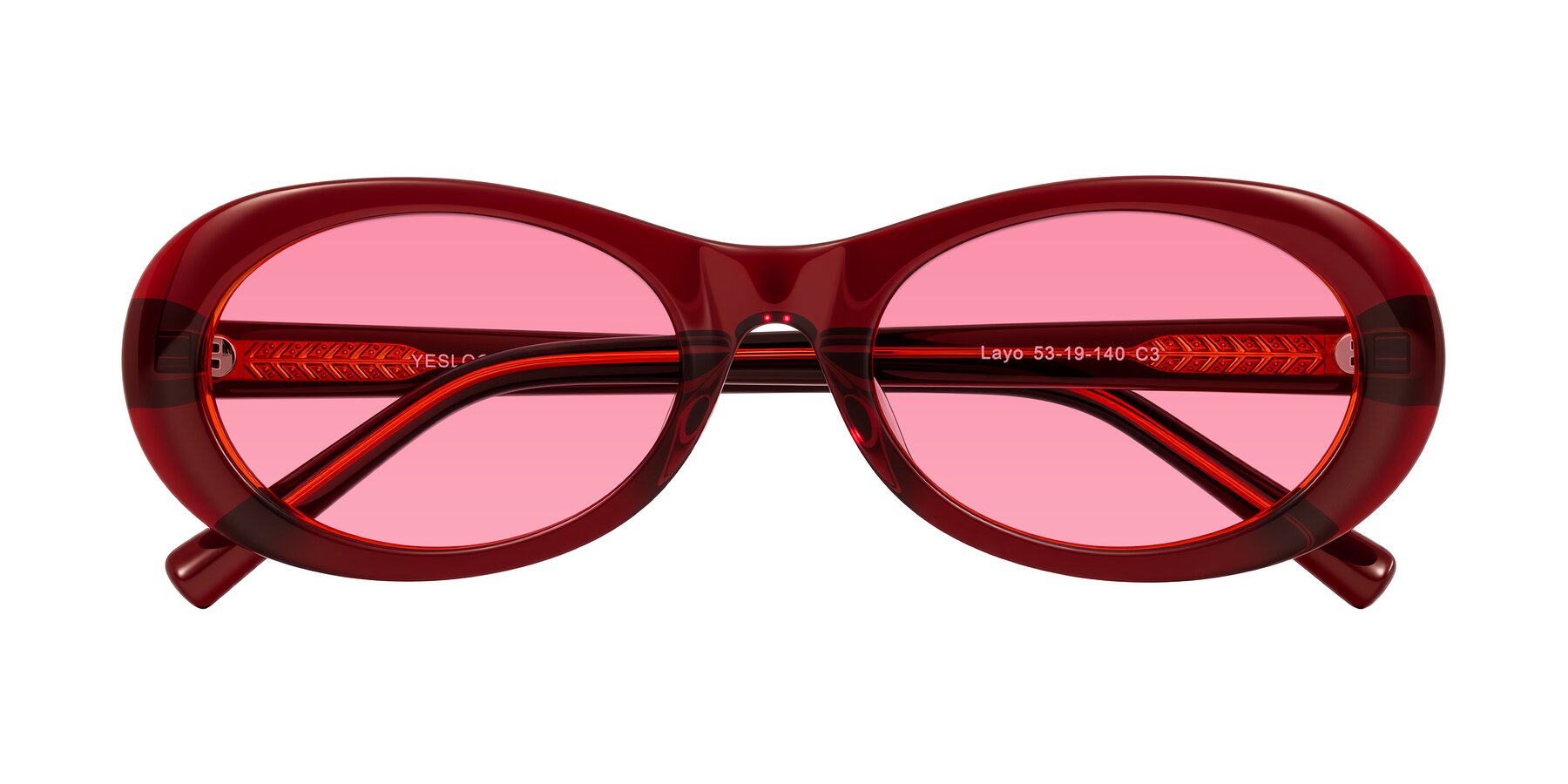 Folded Front of Layo in Wine with Pink Tinted Lenses