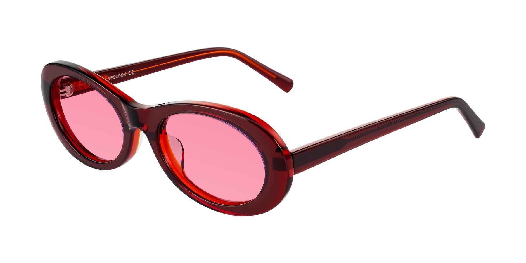 Angle of Layo in Wine with Pink Tinted Lenses