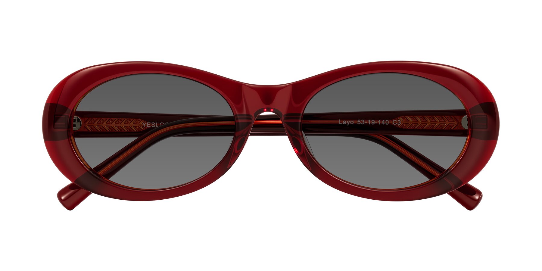 Folded Front of Layo in Wine with Medium Gray Tinted Lenses