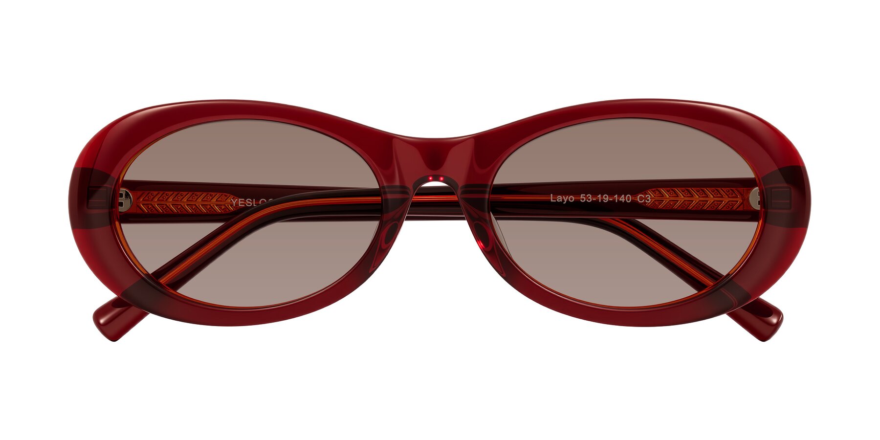 Folded Front of Layo in Wine with Medium Brown Tinted Lenses