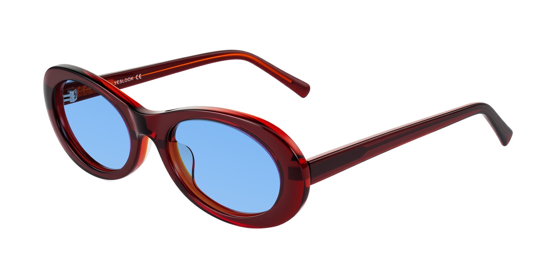 Angle of Layo in Wine with Medium Blue Tinted Lenses