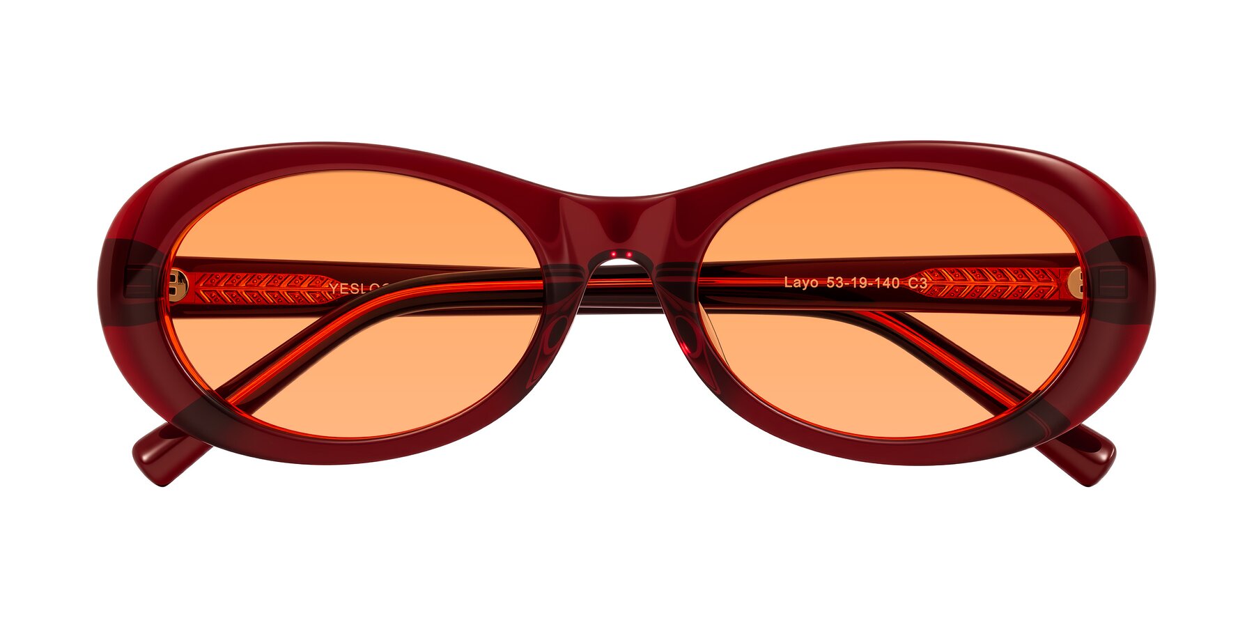 Folded Front of Layo in Wine with Medium Orange Tinted Lenses