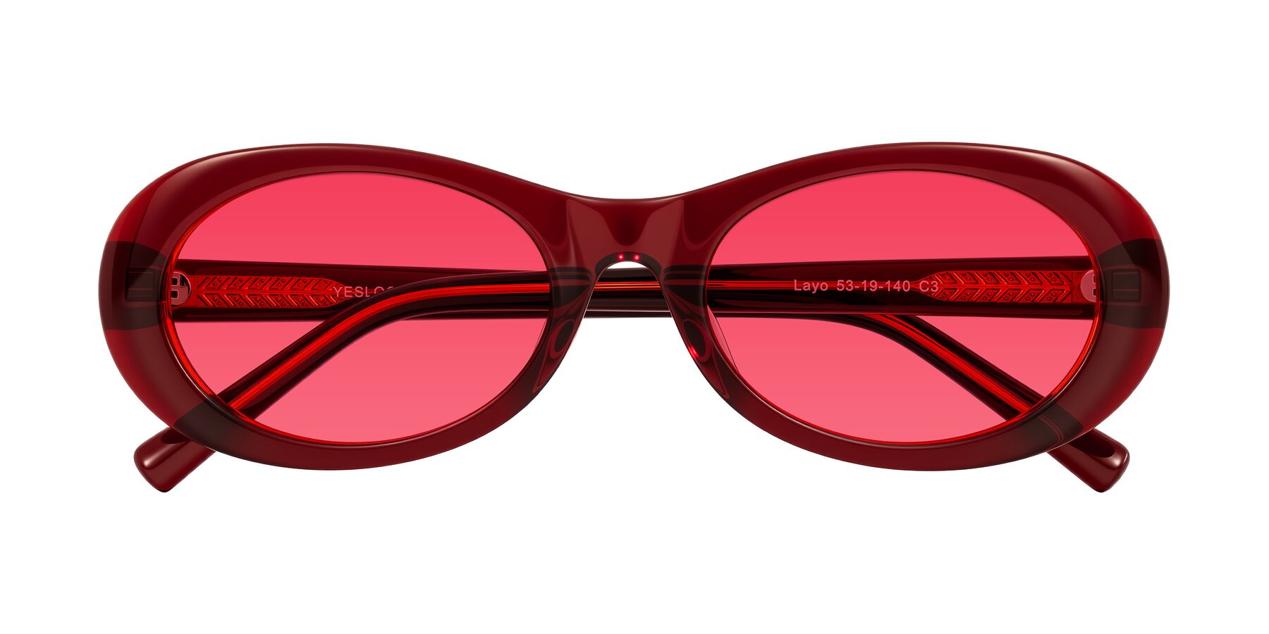 Folded Front of Layo in Wine with Red Tinted Lenses