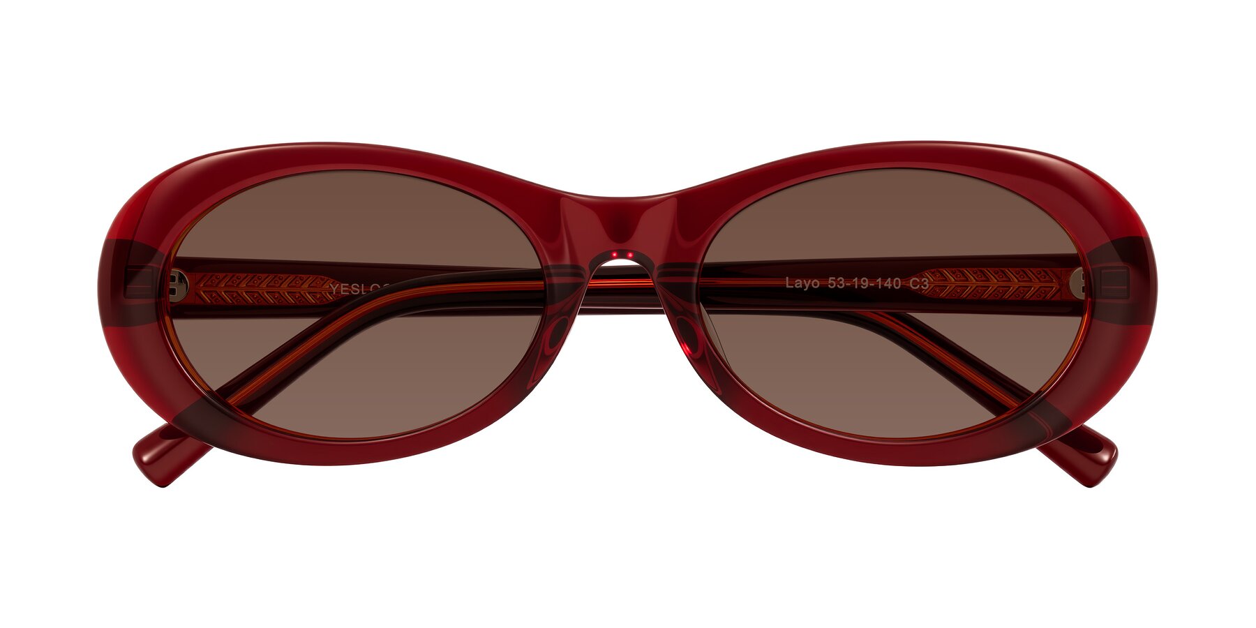 Folded Front of Layo in Wine with Brown Tinted Lenses