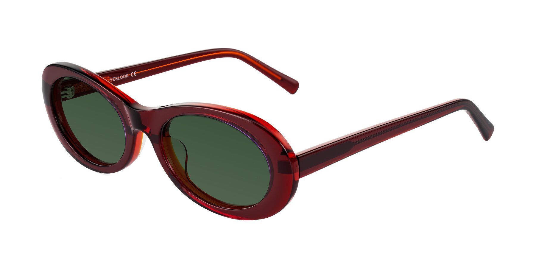 Angle of Layo in Wine with Green Tinted Lenses