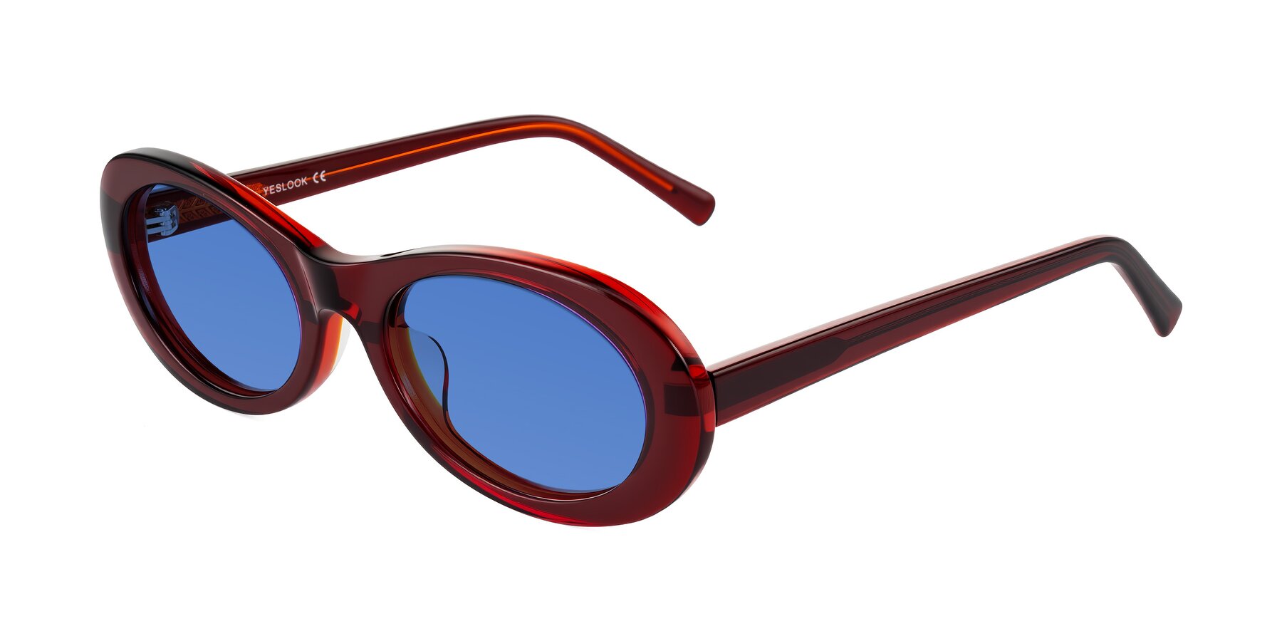 Angle of Layo in Wine with Blue Tinted Lenses
