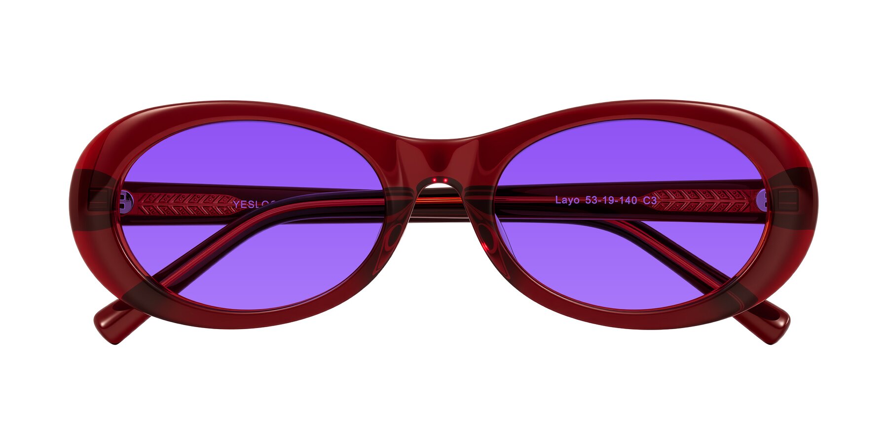 Folded Front of Layo in Wine with Purple Tinted Lenses