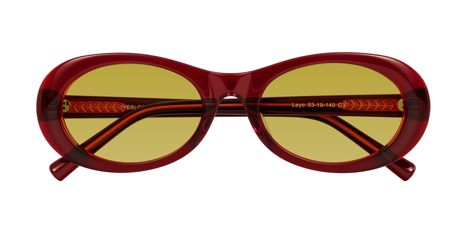 Folded Front of Layo in Wine with Champagne Tinted Lenses