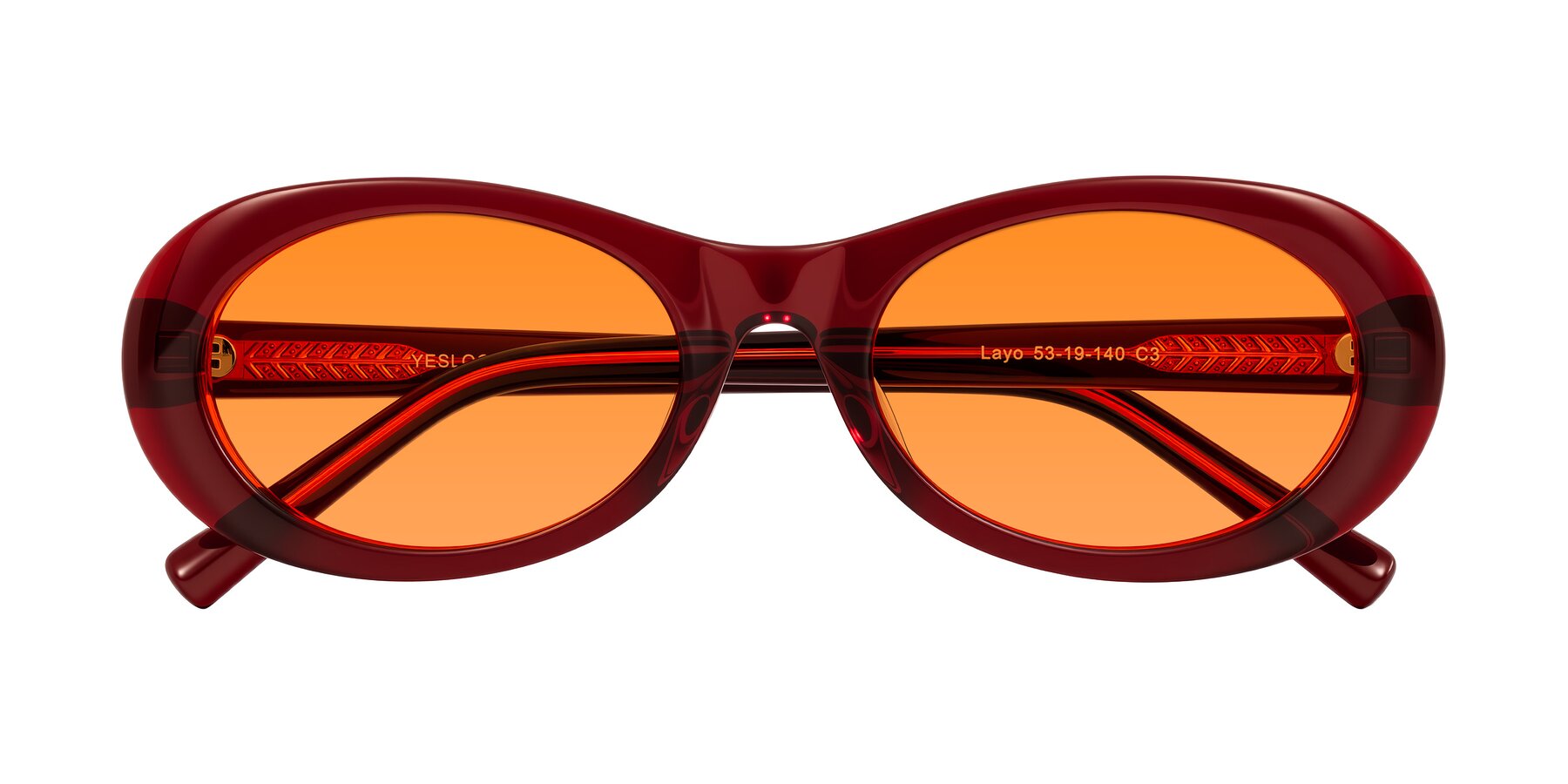 Folded Front of Layo in Wine with Orange Tinted Lenses