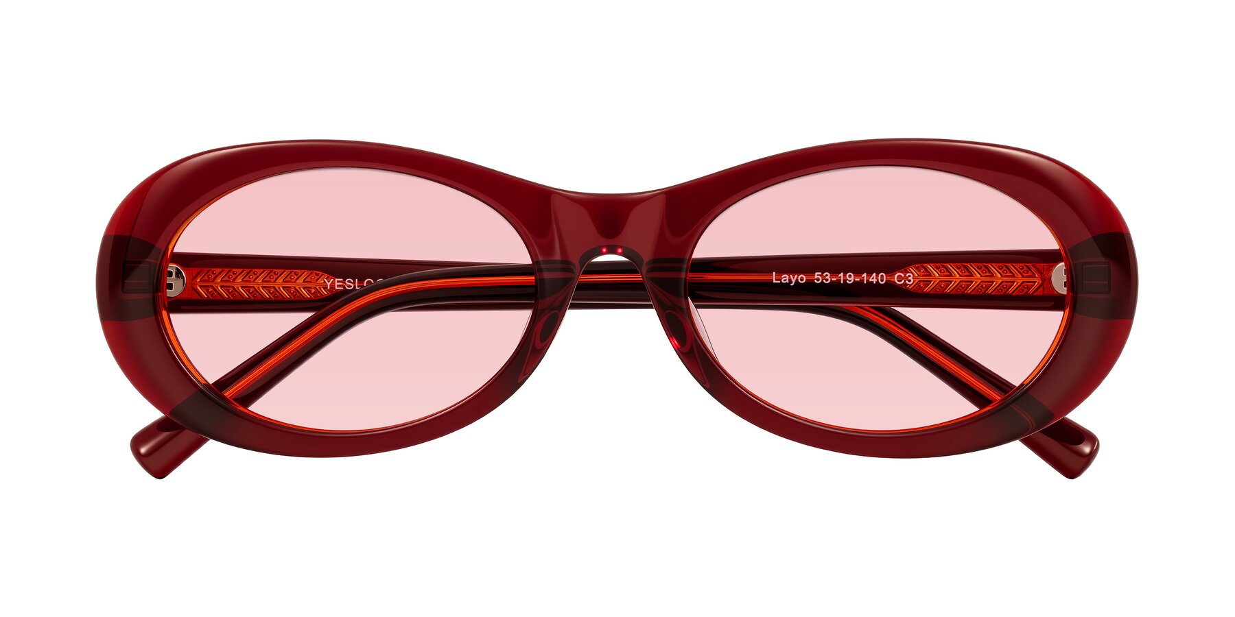 Folded Front of Layo in Wine with Light Garnet Tinted Lenses