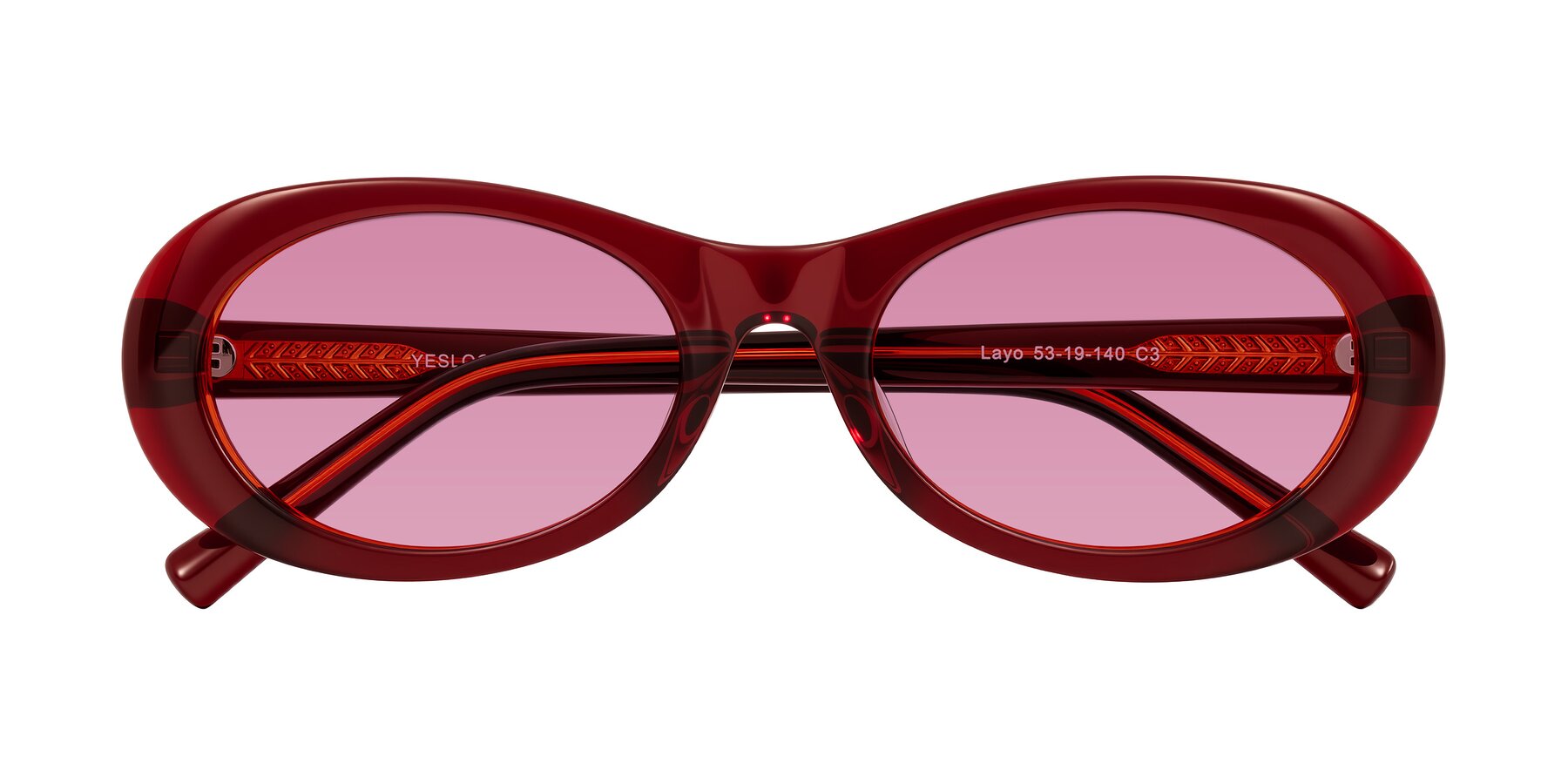 Folded Front of Layo in Wine with Medium Wine Tinted Lenses