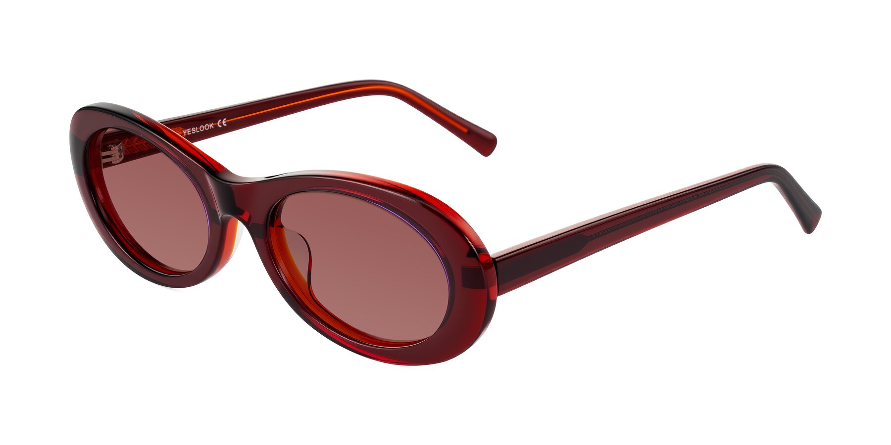 Angle of Layo in Wine with Garnet Tinted Lenses
