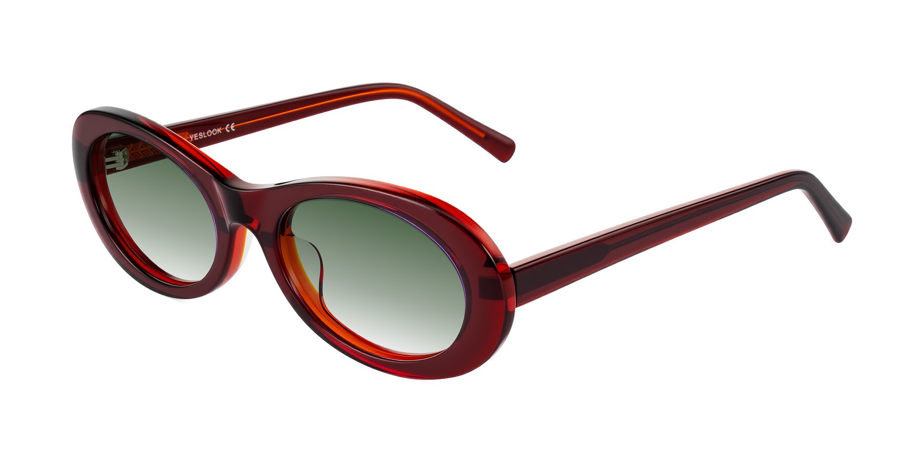 Angle of Layo in Wine with Green Gradient Lenses