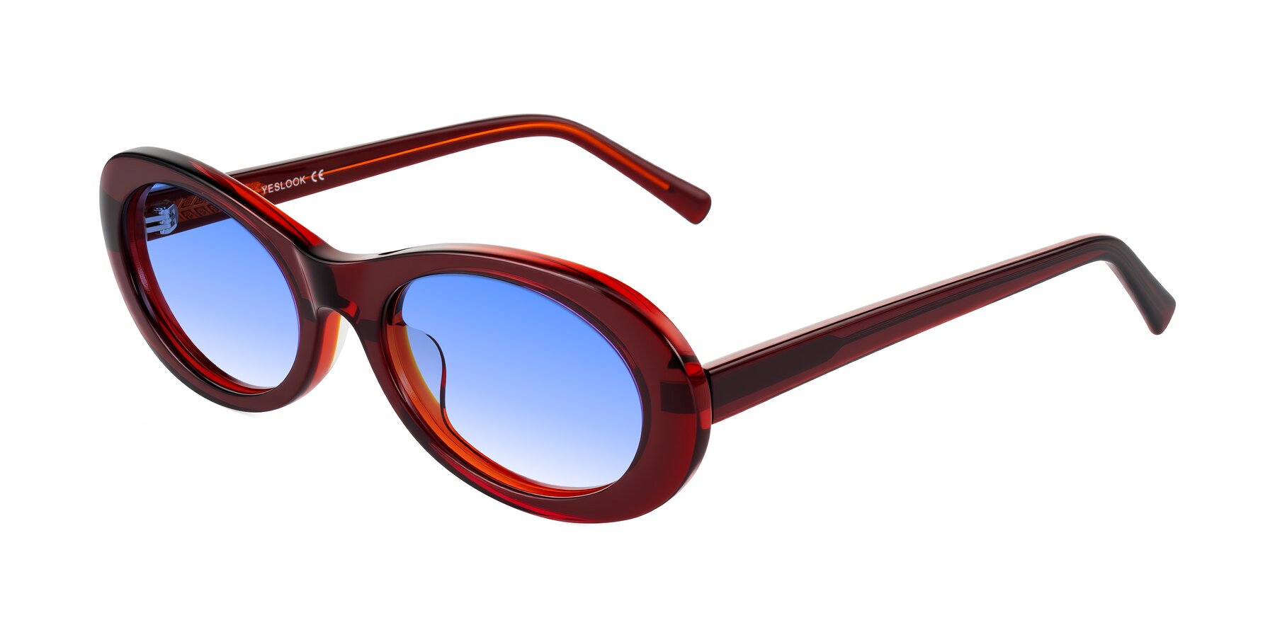 Angle of Layo in Wine with Blue Gradient Lenses