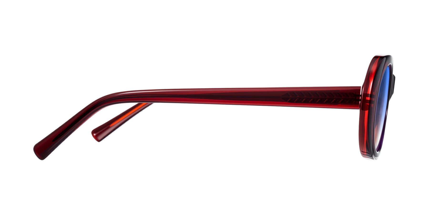 Side of Layo in Wine with Blue Gradient Lenses