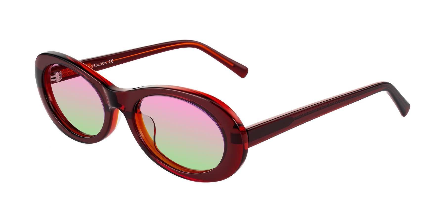 Angle of Layo in Wine with Pink / Green Gradient Lenses