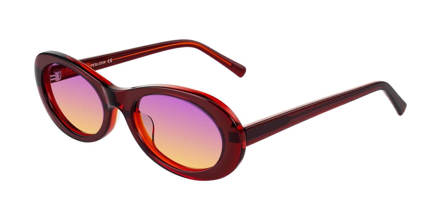 Angle of Layo in Wine with Purple / Yellow Gradient Lenses