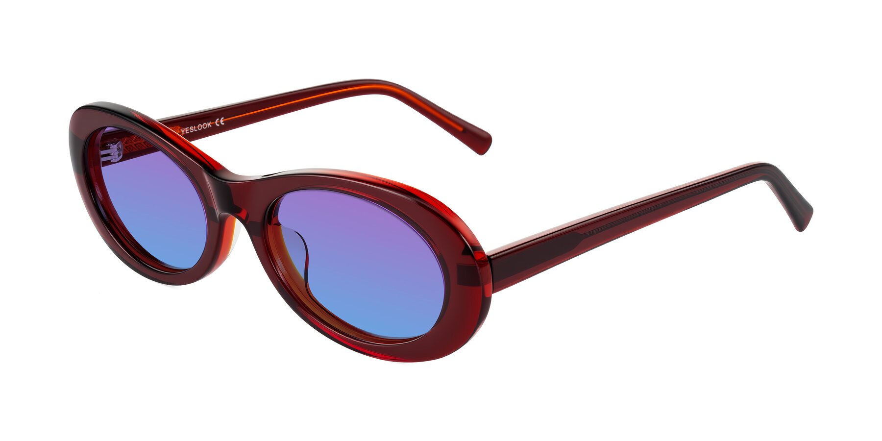Angle of Layo in Wine with Purple / Blue Gradient Lenses