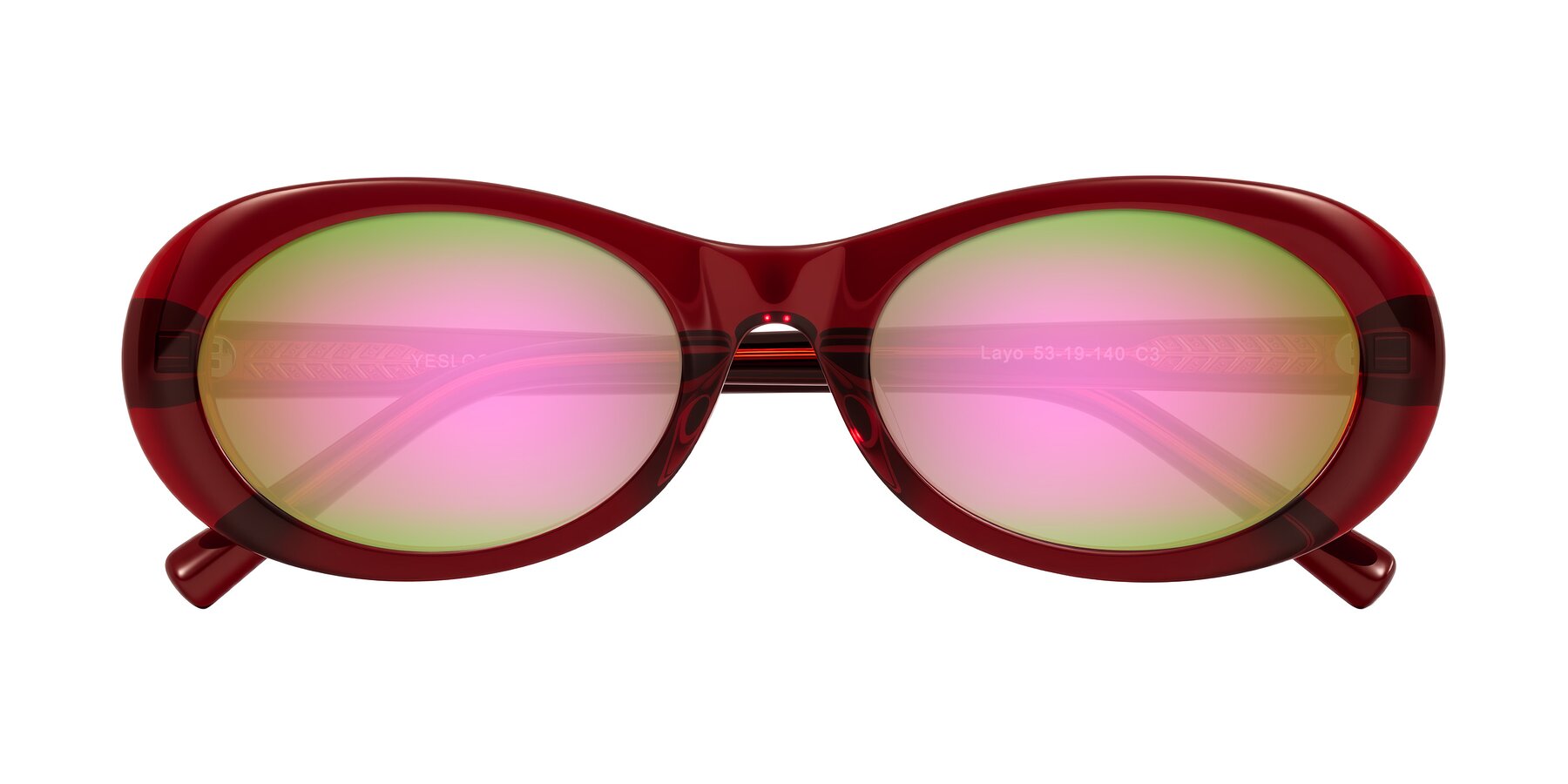 Folded Front of Layo in Wine with Pink Mirrored Lenses
