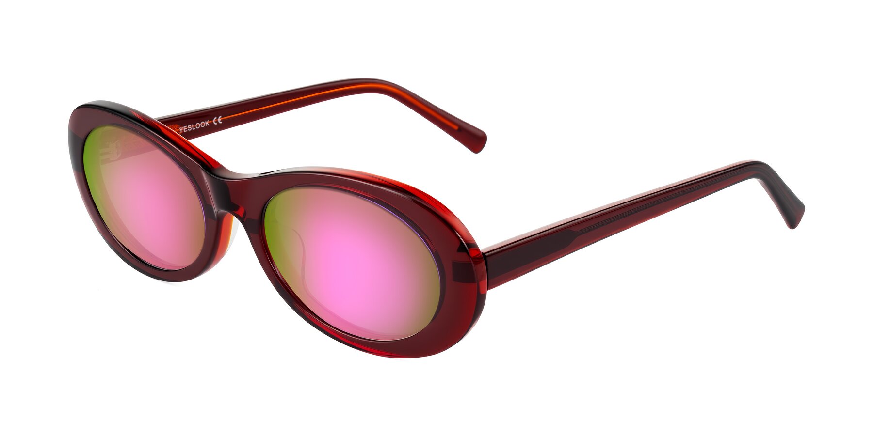 Angle of Layo in Wine with Pink Mirrored Lenses