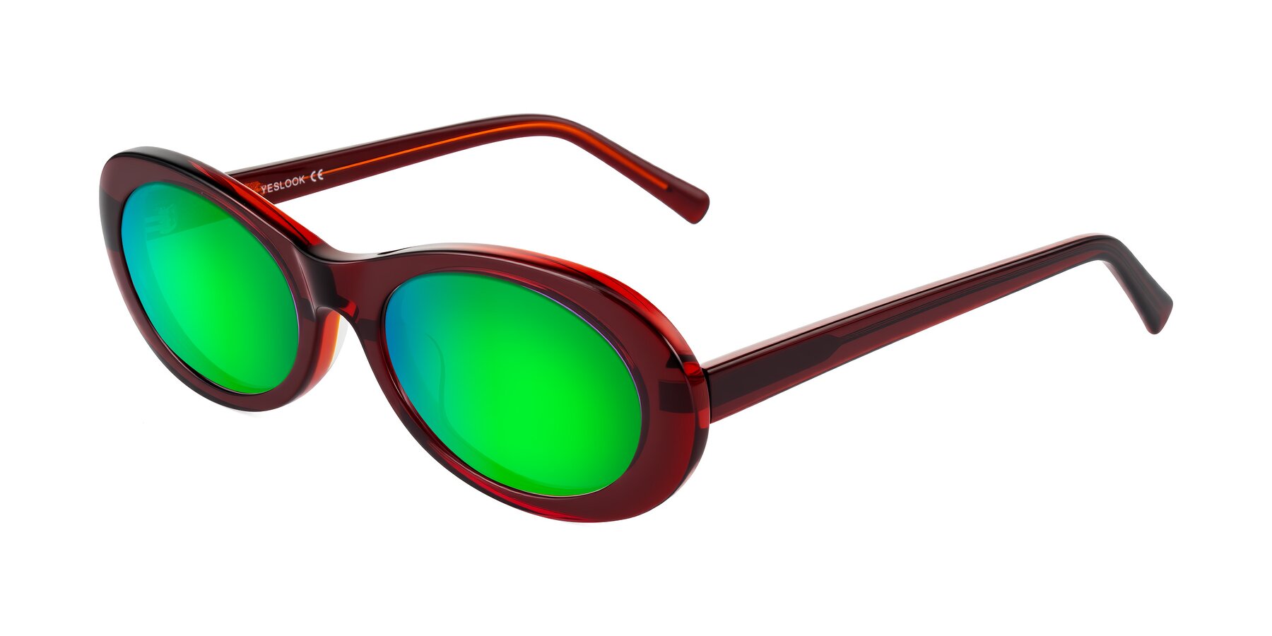 Angle of Layo in Wine with Green Mirrored Lenses