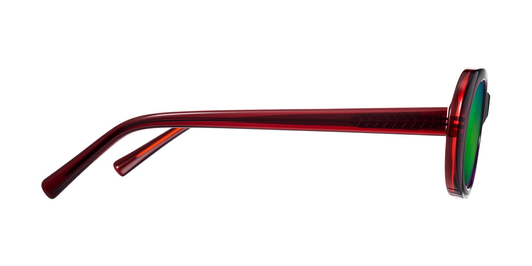 Side of Layo in Wine with Green Mirrored Lenses