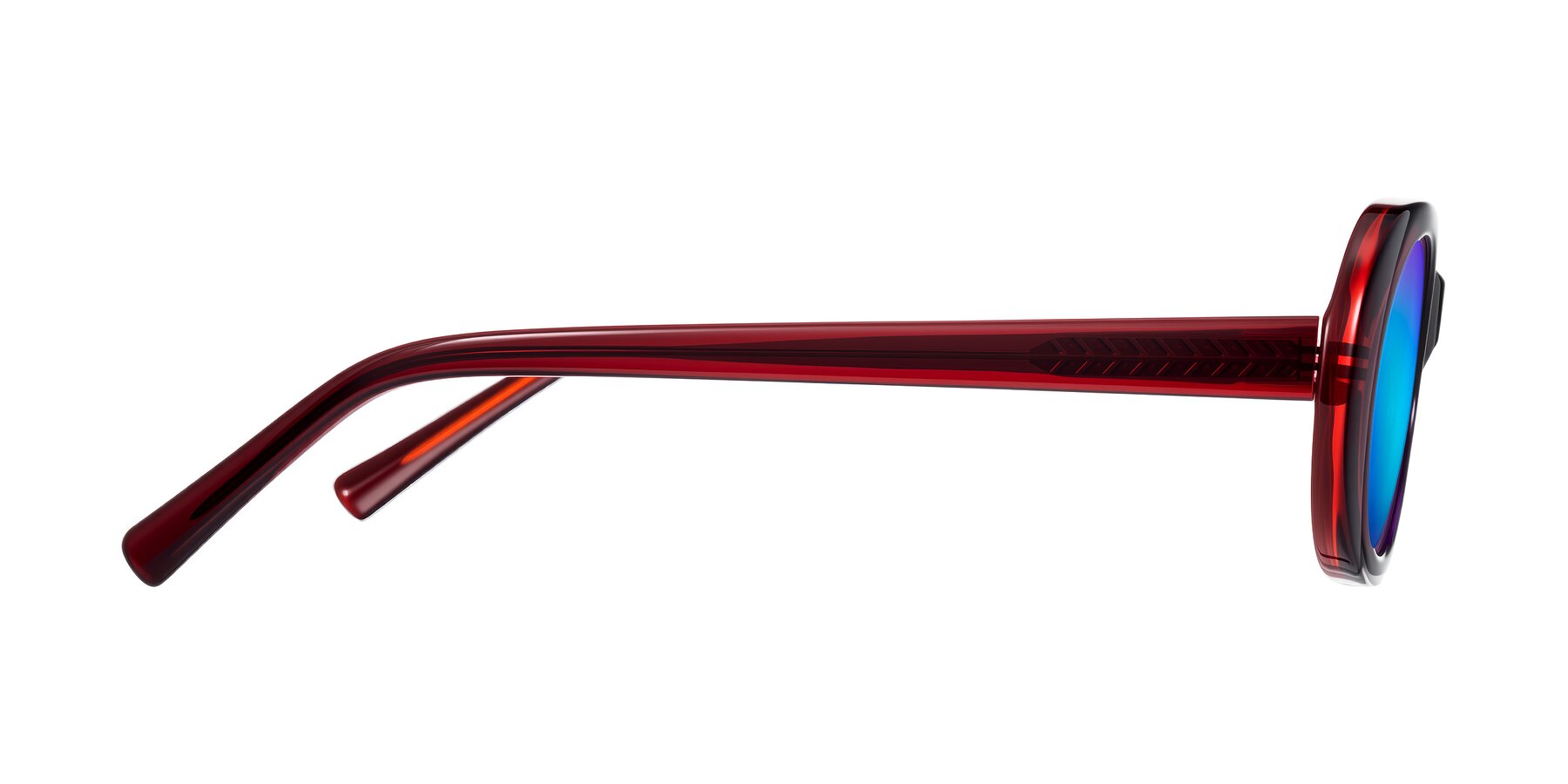 Side of Layo in Wine with Blue Mirrored Lenses