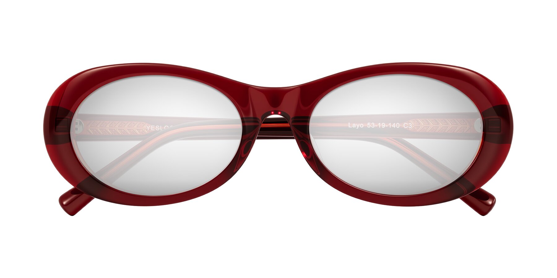 Folded Front of Layo in Wine with Silver Mirrored Lenses