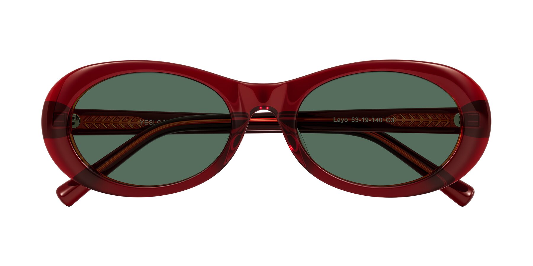 Folded Front of Layo in Wine with Green Polarized Lenses
