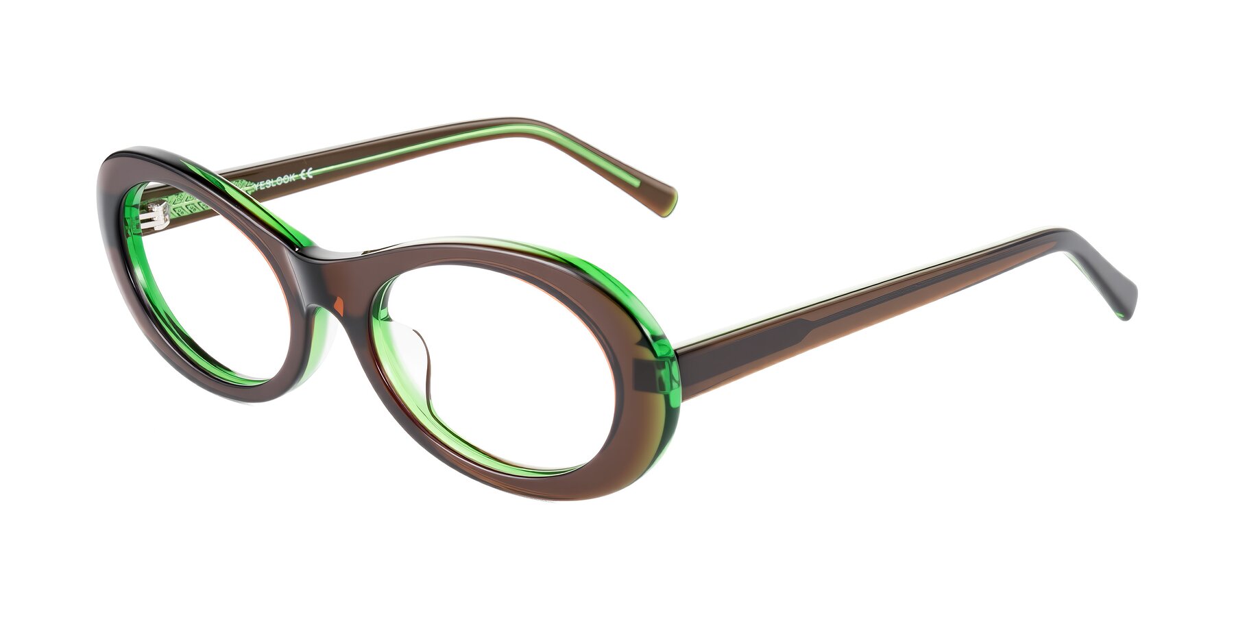 Angle of Layo in Brown/Green with Clear Eyeglass Lenses