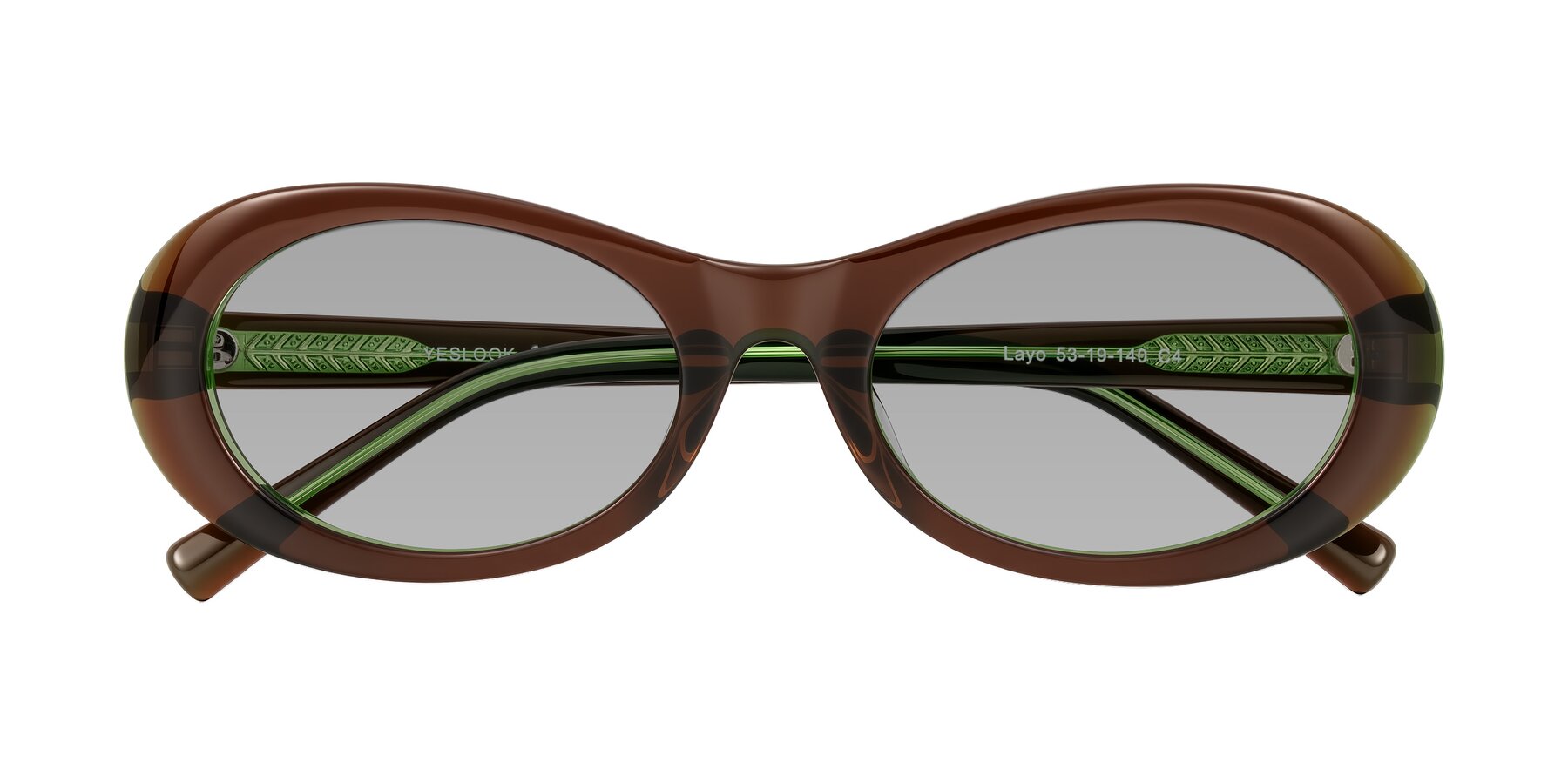 Folded Front of Layo in Brown/Green with Light Gray Tinted Lenses