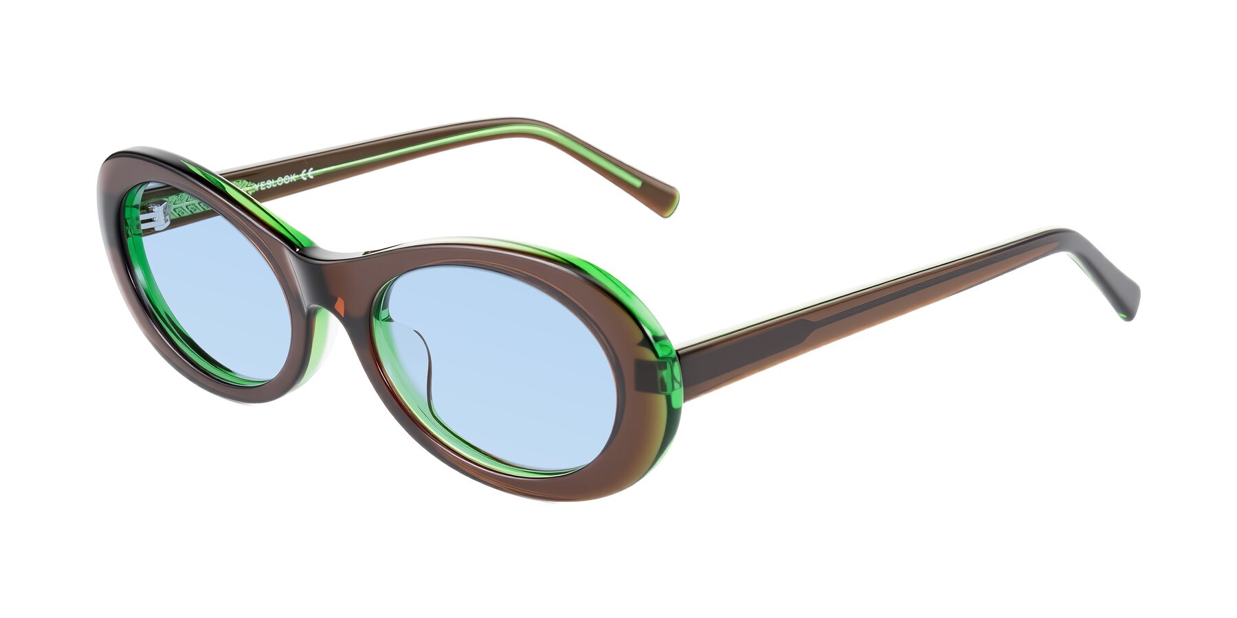 Angle of Layo in Brown/Green with Light Blue Tinted Lenses